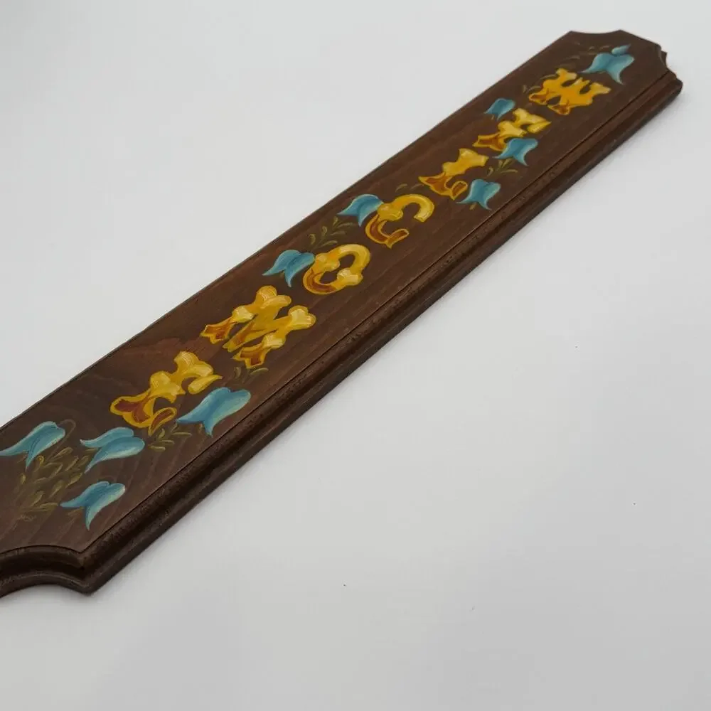 Vintage Welcome Sign Wood Wall Hanging Hand Painted Floral Folk Art Farmhouse